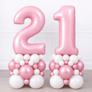 Personalised Soft Pink Inflated Number Balloon Stack