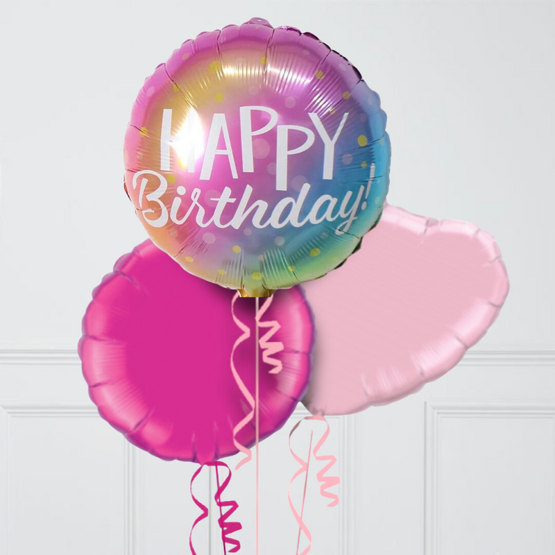 Gradient Happy Birthday Inflated Foil Balloon Bunch