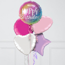 Gradient Happy Birthday Inflated Foil Balloon Bunch