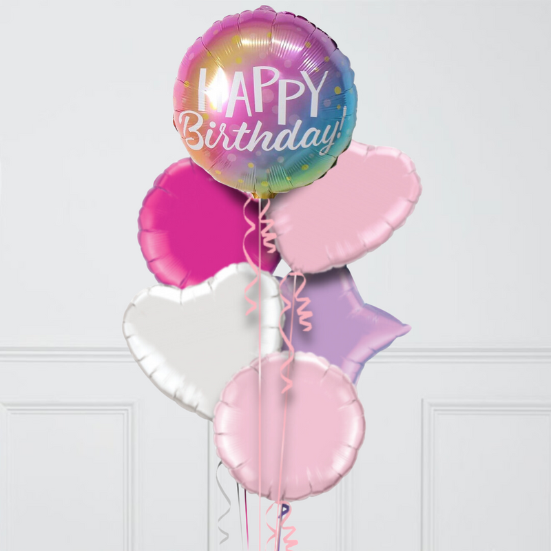 Gradient Happy Birthday Inflated Foil Balloon Bunch