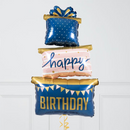 Happy Birthday Present Stack Foil Inflated Balloon Bouquet