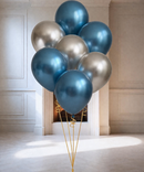 Helium Latex Balloons Chrome (silver & blue)
