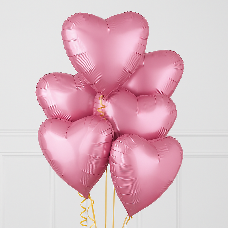 Baby Pink Hearts Inflated Foil Balloon Bunch