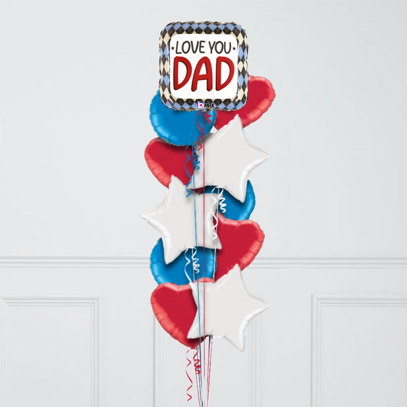 Love You Dad Happy Father's Day Inflated Foil Balloon Bunch