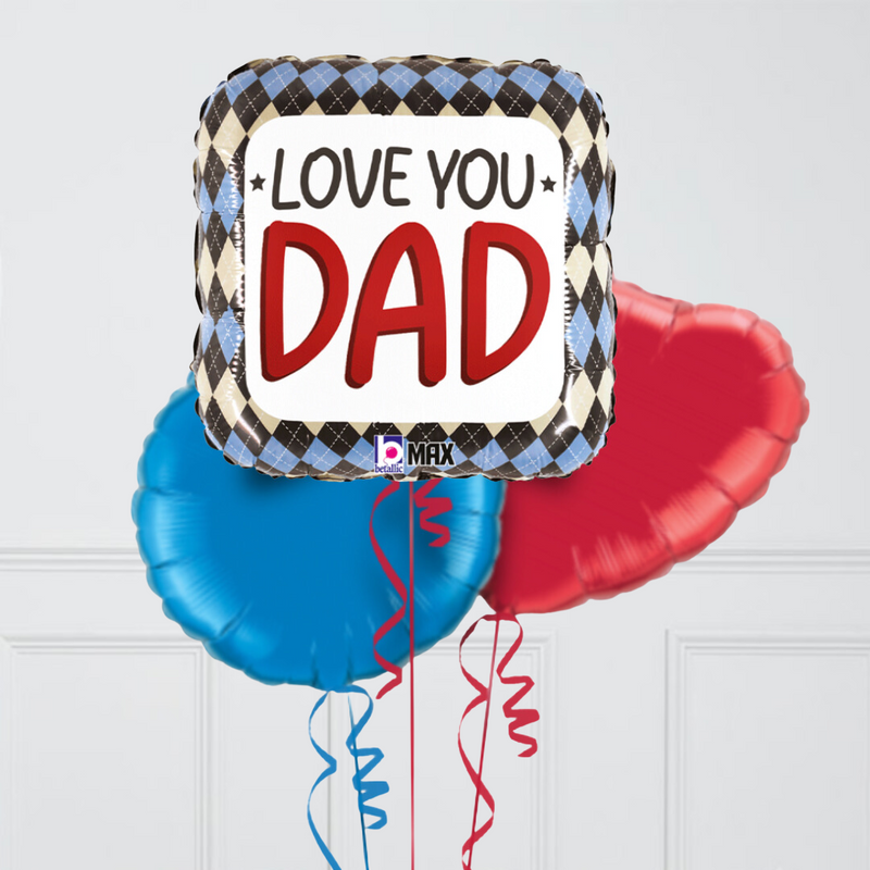 Love You Dad Happy Father's Day Inflated Foil Balloon Bunch