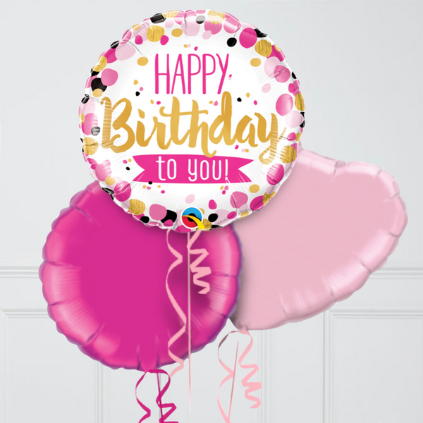 Pink Happy Birthday Inflated Foil Balloons