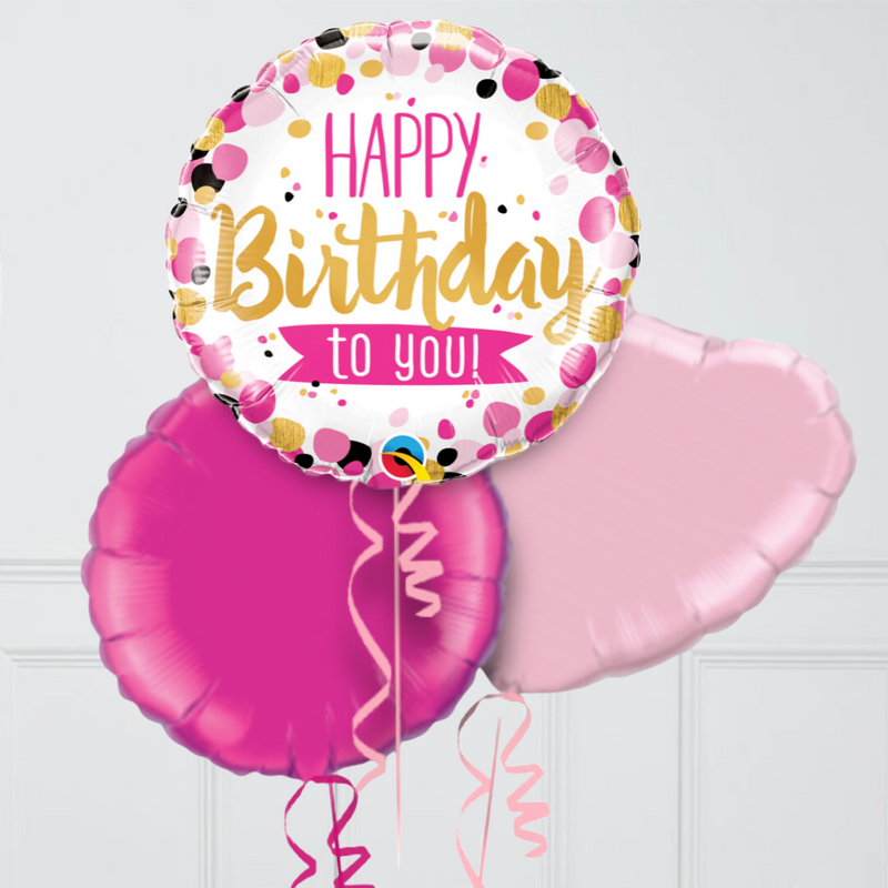 Pink Happy Birthday Inflated Foil Balloons
