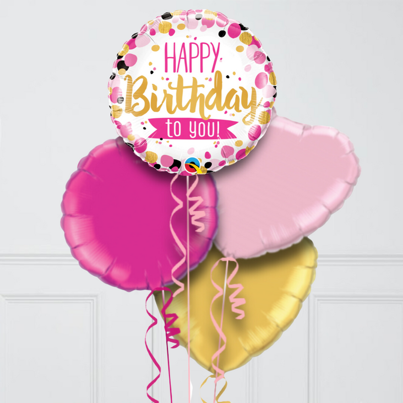 Pink Happy Birthday Inflated Foil Balloons