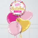 Pink Happy Birthday Inflated Foil Balloons