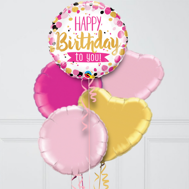 Pink Happy Birthday Inflated Foil Balloons