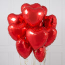 Red Hearts Inflated Foil Balloon Bunch