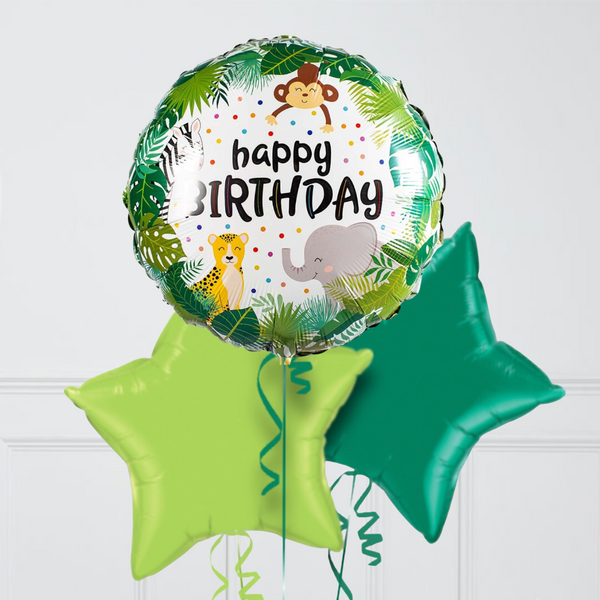 Sweet Safari Birthday Jungle Hearts Inflated Foil Balloon Bunch