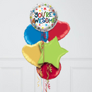 You're Awesome Hearts Inflated Foil Balloon Bunch