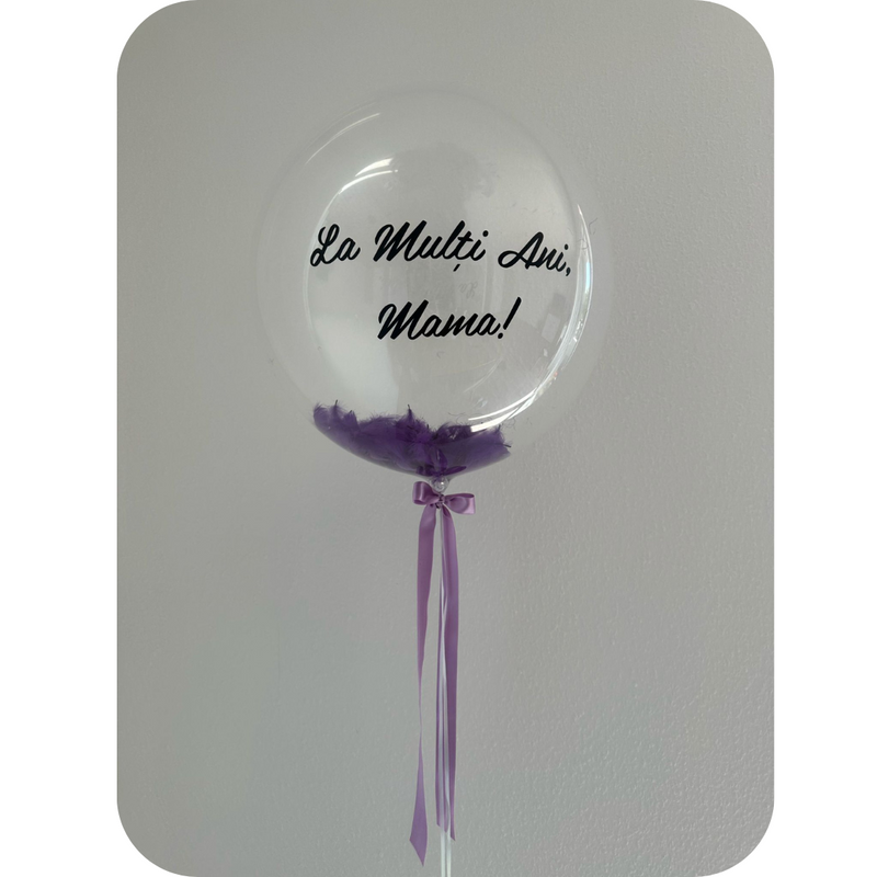 Personalised Purple Feathers Bubble Balloon